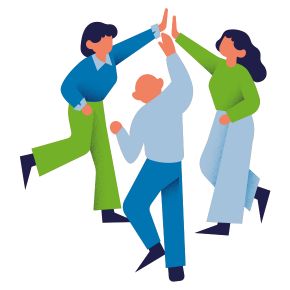 Afbeelding met mensen die samenwerken